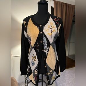 90s Vintage Susan Bristol Insect Sweater Cardigan